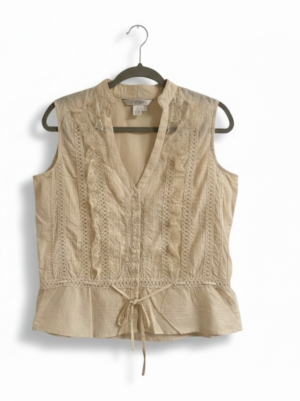 Anthropologie’s Conrad C Collection Beige Lace Sleeveless Top